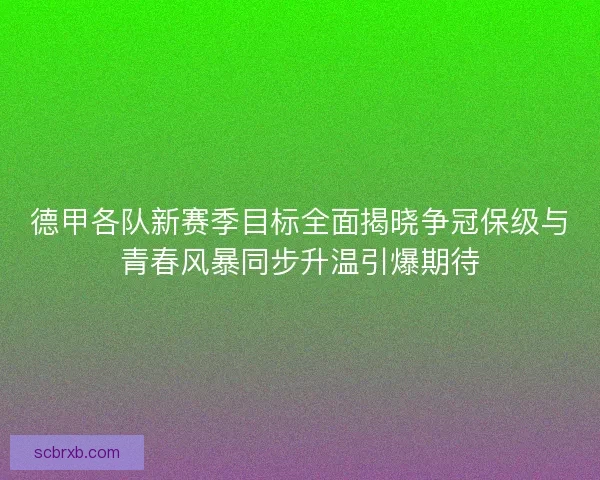 德甲各队新赛季目标全面揭晓争冠保级与青春风暴同步升温引爆期待